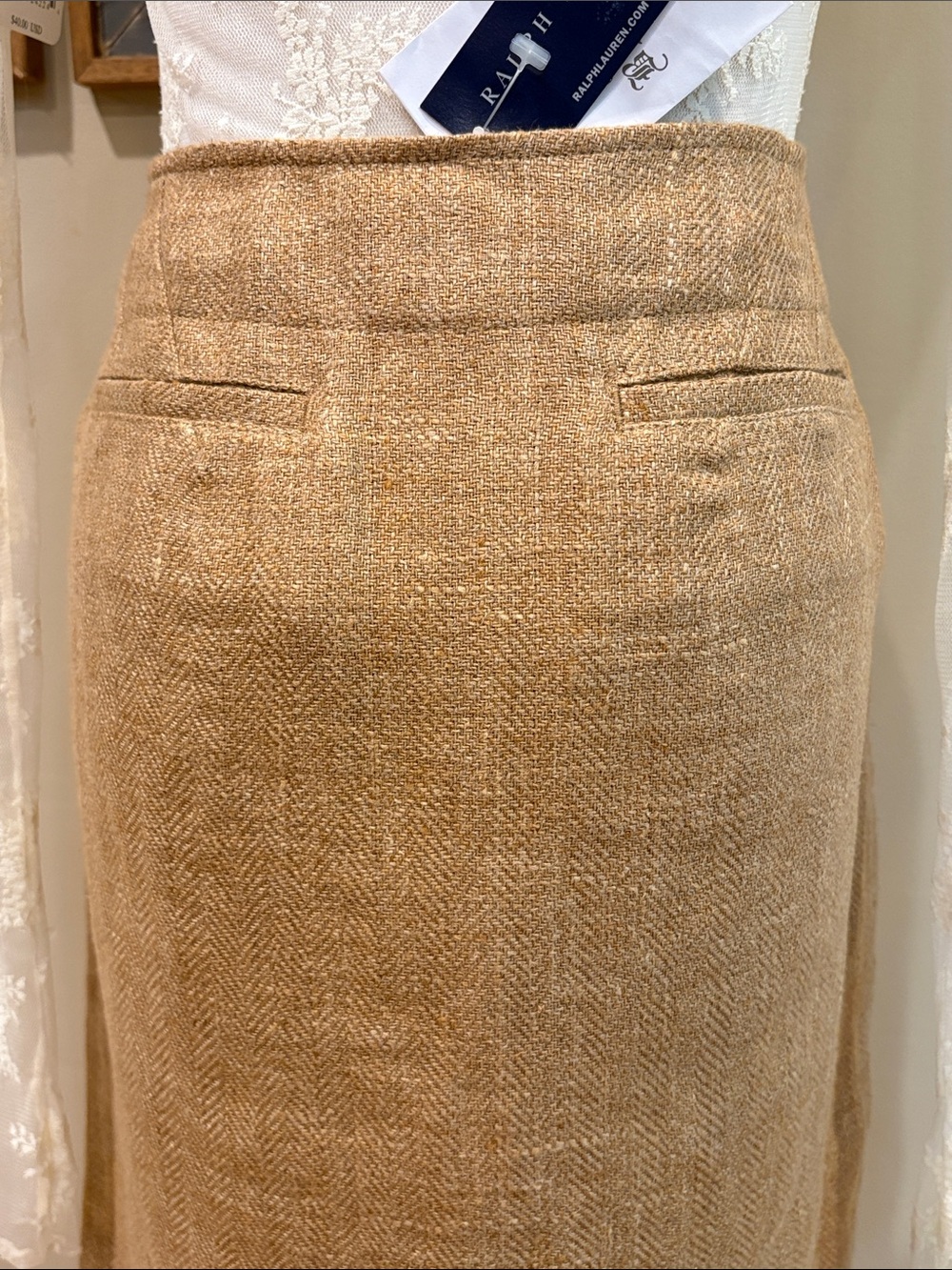 Vintage Ralph Lauren Blue Label Y2K Linen Skirt Button Detail size 6 NWT - Picture 7 of 14